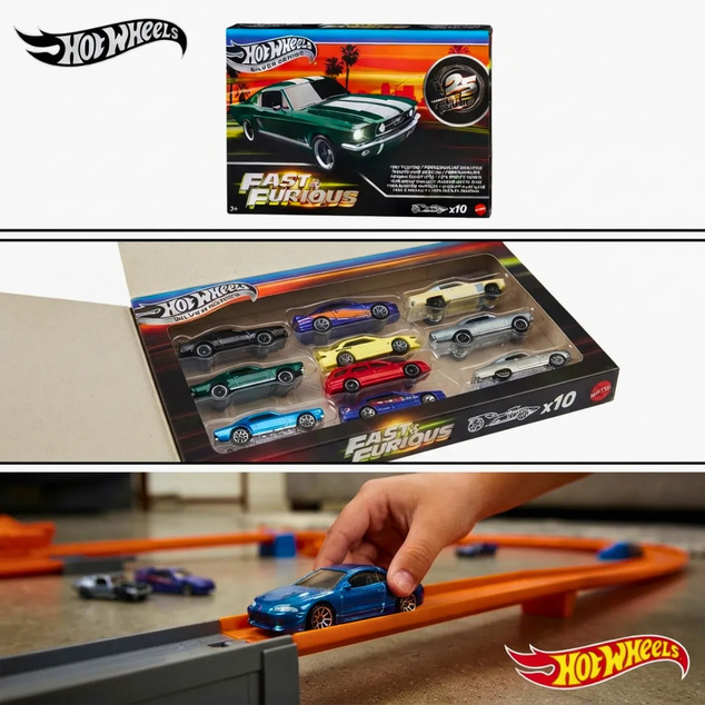 Mattel Hot Wheels 25JCT92 Fast &amp; Furious Hitri in drzni Avtomobilčki 10-paket