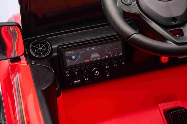 Elektrické autíčko Toyota Landcruiser 12V, červené, široké jednomiestne sedadlo, 2,4 GHz d