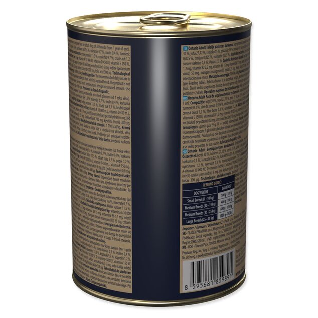 Konzerva Ontario Adult teľacie paté s príchuťou kurkumy 400g