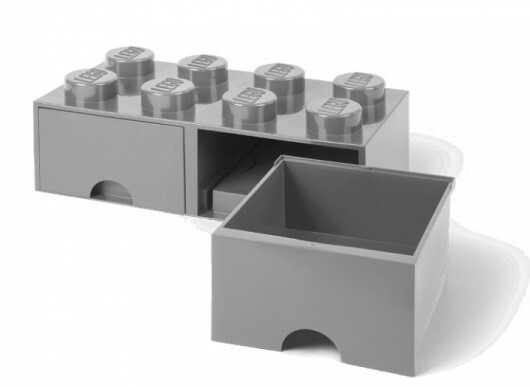 LEGO® úložný box 8 - so zásuvkami šedá 250 x 500 x 180 mm