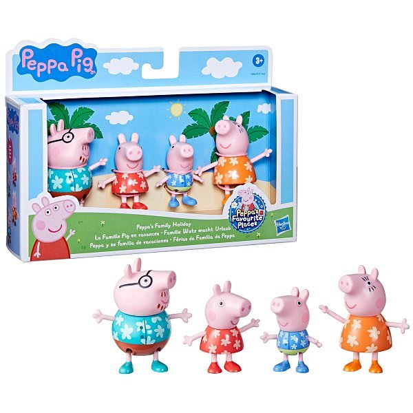 Peppa Pig famille en vacances, ensemble de 4 figurines