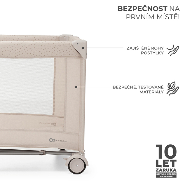 KINDERKRAFT Postieľka cestovná Joy 2 s doplnky Beige