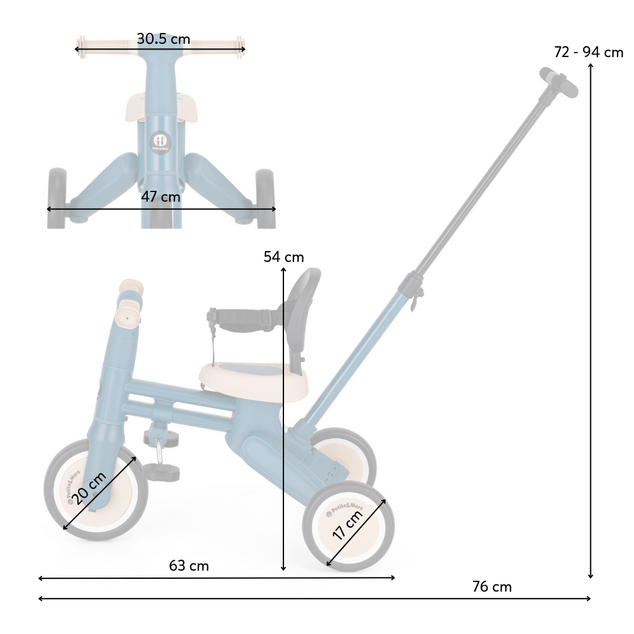 PETITE&amp;MARS Tricycle multifonction 4 en 1 Drift Misty Green