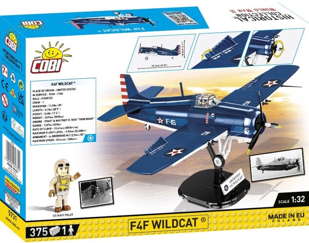 Cobi II WW F4F Wildcat, 1:32, 375 k, 1 f