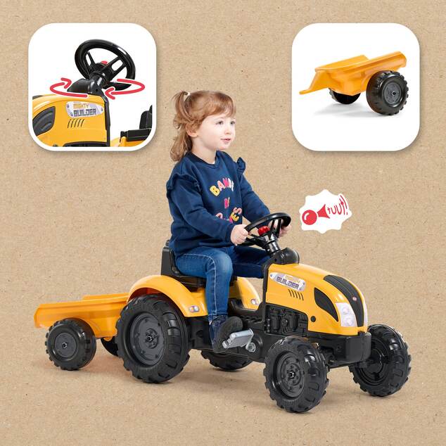 Falk Mighty Builder 2055L pedálos traktor utánfutóval