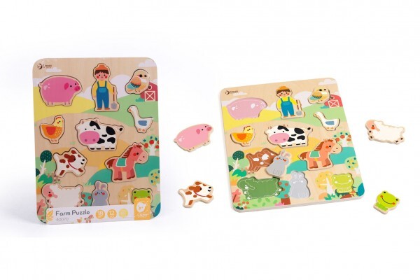 Drevené Puzzle/vkladačka dosková, farma