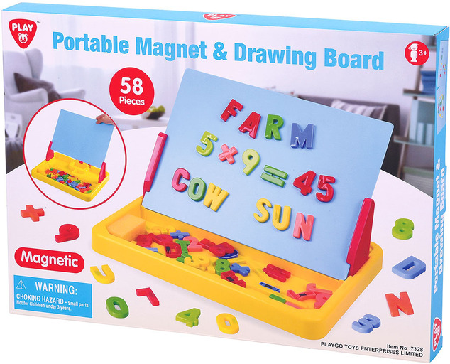 PLAYGO - Lavagna magnetica e da disegno portatile 58 pezzi