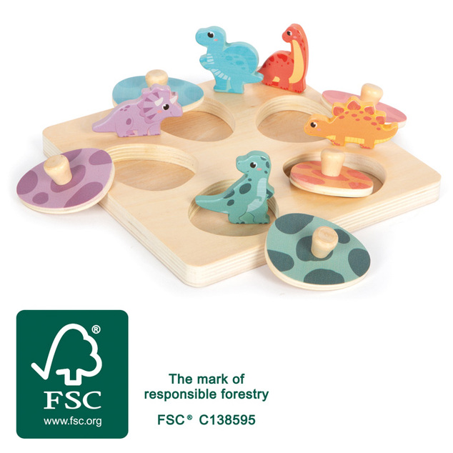 Small foot Drevené pamäťové puzzle Dino