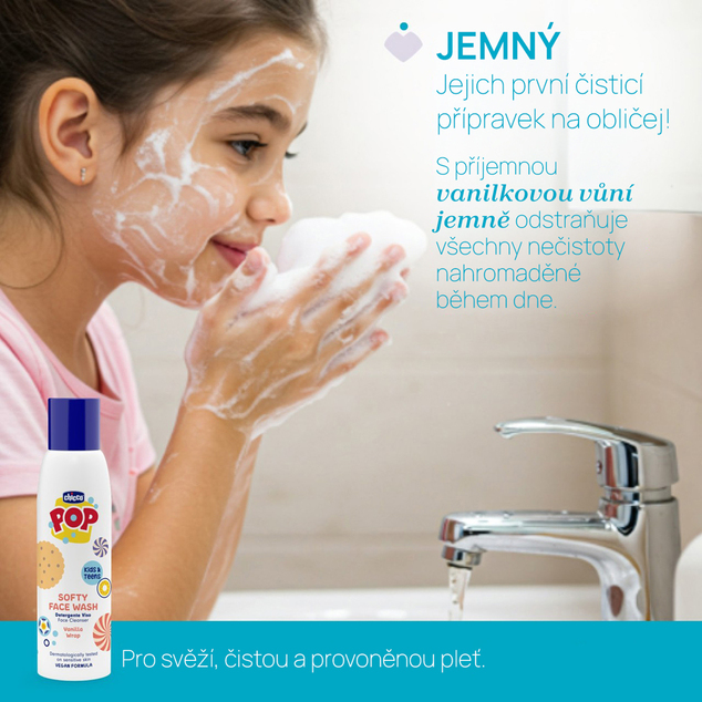 CHICCO Gel limpiador suave para el rostro POP Softy Vainilla 150ml con dispensador espumante