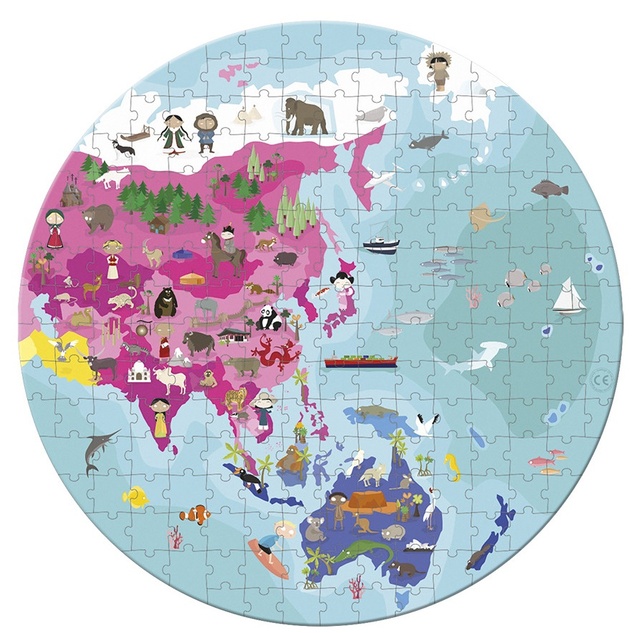 Janod Puzzle v kufríku obojstranné Zemeguľa Mapa sveta 208 ks