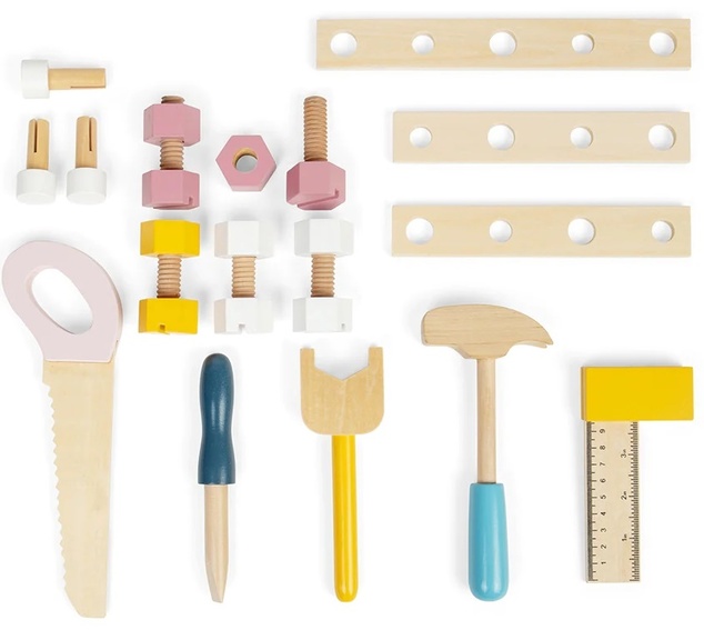 Bigjigs Toys Tavolo da lavoro per bambini con strumenti