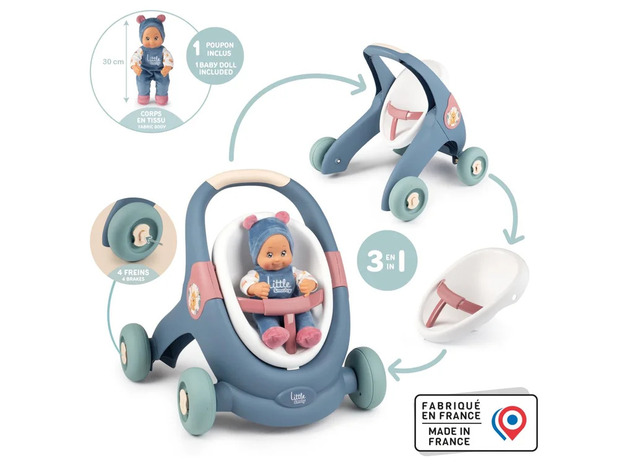 Smoby LS 3 in 1 Lauflernwagen mit Puppe