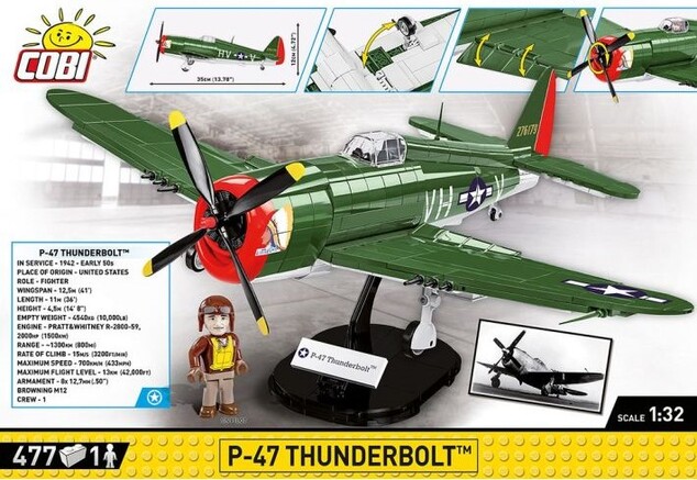 Cobi 5737 II WW P-47 Thunderbolt, 1:32, 477 k, 1 f