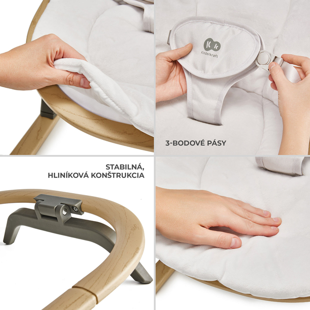 KINDERKRAFT Hamaca Elsu Grey, hasta 9kg