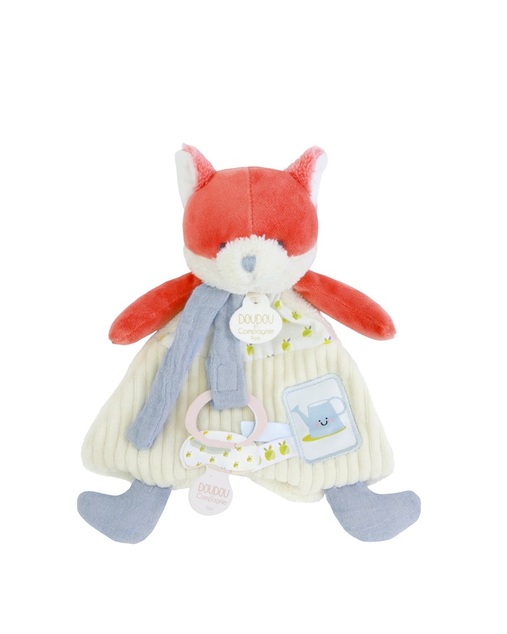 Doudou Darčeková sada Plyšová líška Romarin s úchytom na cumlík 19 cm
