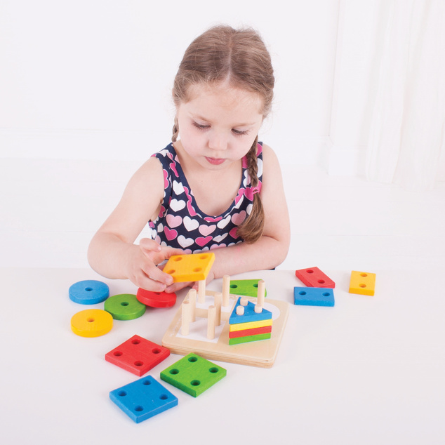 Bigjigs Baby Mettere forme colorate sui bastoncini