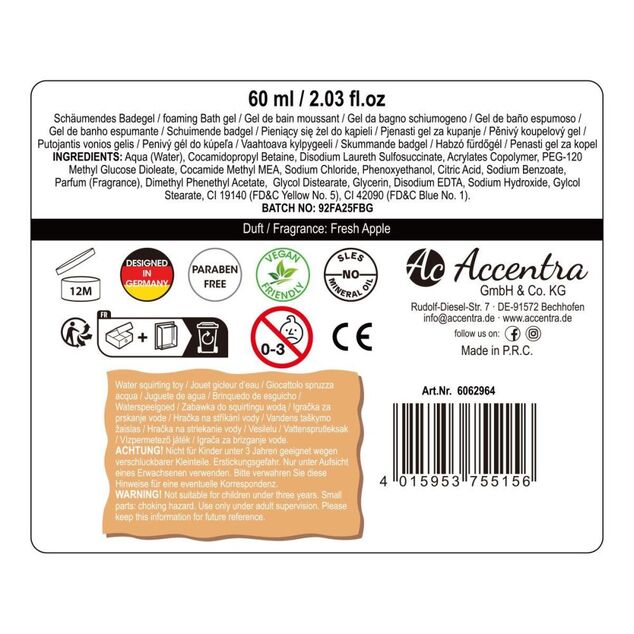 ACCENTRA Fürdőkészlet KOOLKIDZ dinoszaurusz spriccelő és habzó tusfürdő Alma 60ml