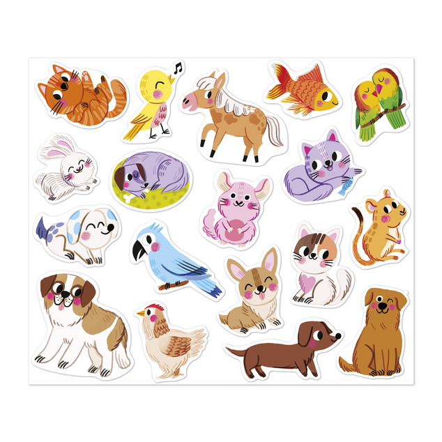 Janod Stickers Samolepky Domáce zvieratá 100 ks od 18 mesiacov