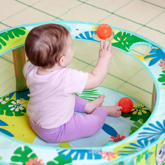 BRIGHT STARTS Piscine de jeu avec balles Rowdy Rainforest™ Stow &amp; Go, 6m+