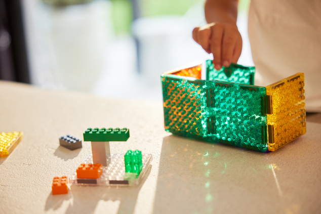 Cleverclixx Mágneses építőkészlet Brick Tiles Pack Intense – 16 db