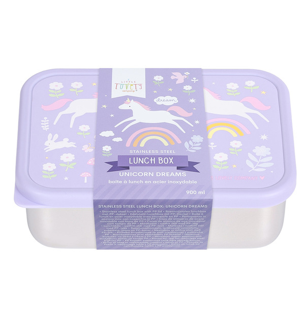 A Little Lovely Company – boîte à déjeuner en acier inoxydable avec couvercle en plastique – licorne
