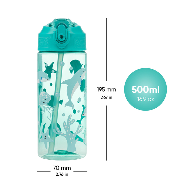 BAAGL Tritanová fľaša na nápoje so slamkou Delfín, 500 ml