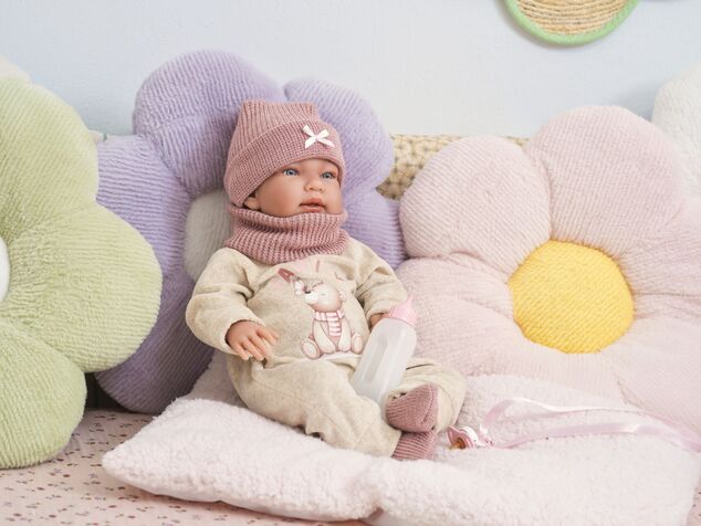 Llorens 84488 NEW BORN - muñeca bebé realista con sonidos y cuerpo de tela suave
