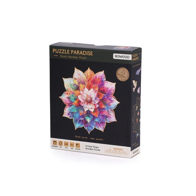 RoboTime Dřevěné puzzle Květinová mandala