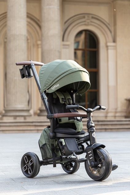 QPLAY Trojkolka Comfo Max Olive Green, 8 v 1, vek 10-72 mesiacov