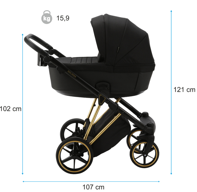 ADAMEX Kombikinderwagen Belissa Special Edition Schwarz/Gold