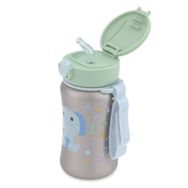 SKIP HOP Bottiglia con cannuccia in acciaio inossidabile Besties Squad Elefante 12m+