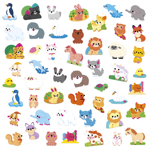 Janod Stickers Veľké samolepky Zvieratká 50 ks od 18 mesiacov