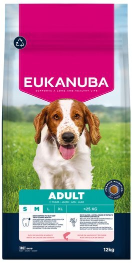 Krmivo EUKANUBA Adult Small and Medium rich in salmon and barley 12 kg
