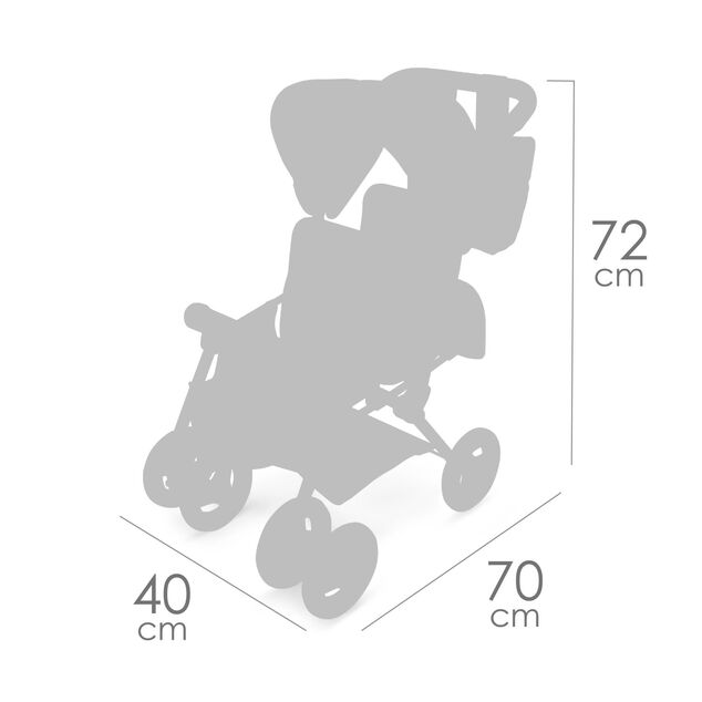 DeCuevas 90378 Carucior pliabil pentru papusi gemene cu geanta Verona 2024 - 72 cm