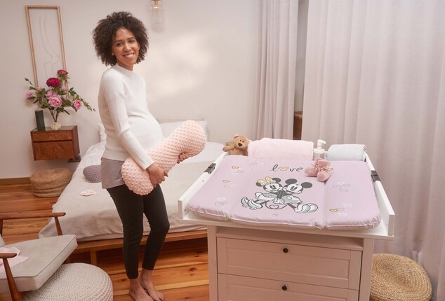 CEBA Podložka prebaľovacia mäkká na komodu 85x72 Disney Minnie &amp; Mickey Pink