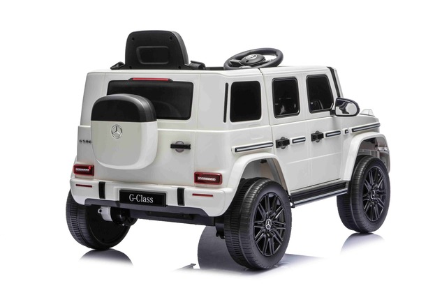 Auto elettrico Mercedes G580 12V, bianco, telecomando 2,4 GHz, Bluetooth, USB /
