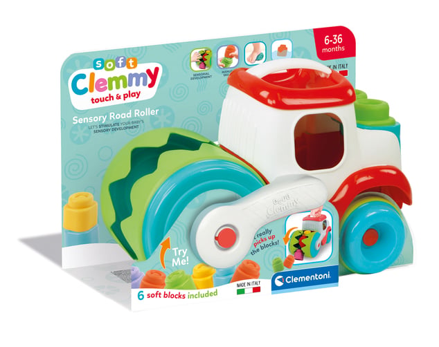 Clemmy baby - Stavebný stroj, senzorický valec s mäkkými kockami