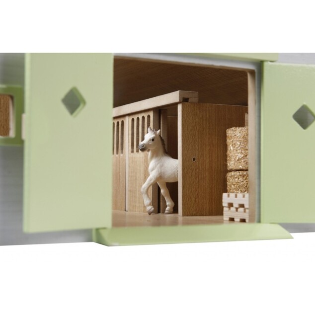 Kids Globe Horses Pferdestall aus Holz 62x43x22cm 1:32 rosa in Schachtel