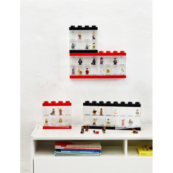 LEGO® колекционерска витрина за 8 минифигурки - червена