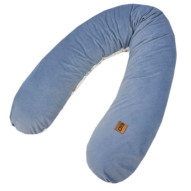 EKO Coussin d'allaitement Velvet Giraffe bleu 180 cm