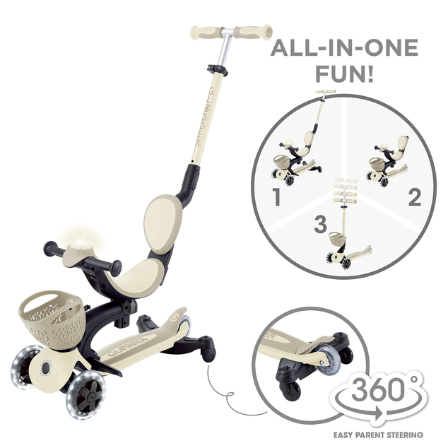 Globber kolobežka Go Up Baby lights 360 °  Taupe