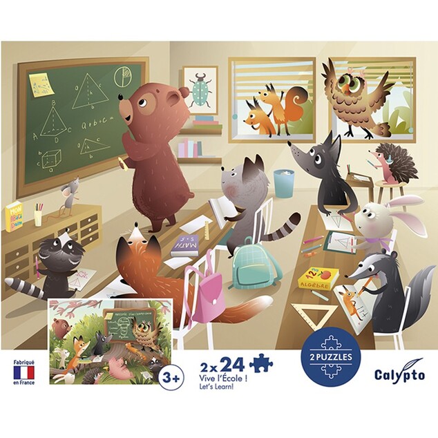SENTOSPHERE Puzzle pentru copii Trăiască școala 2x24 piese