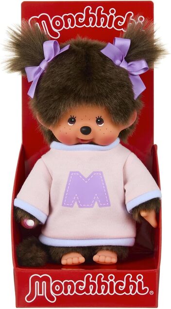 Monchhichi Mončiči dievča vo svetri s písmenom M 20 cm