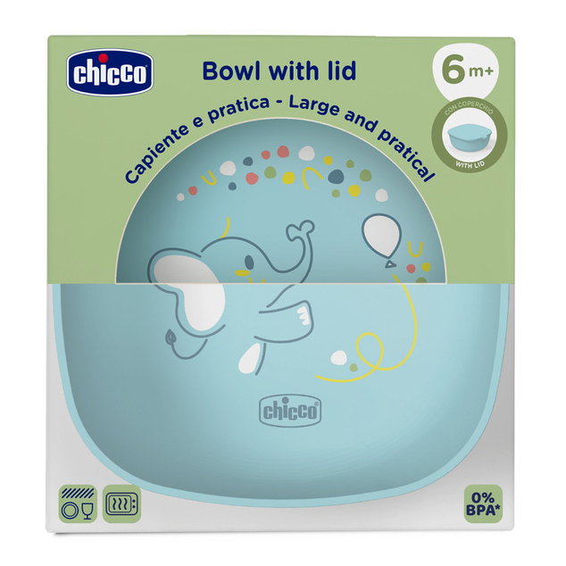 CHICCO Miska s vekom stohovateľná blue 6m+