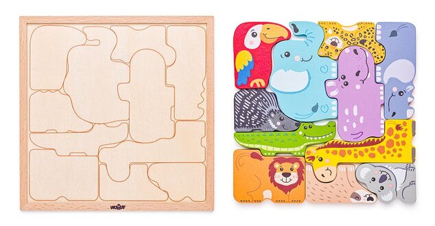 Woody Puzzle na doske - Zvieratká