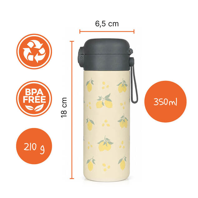 Termos pentru lichide cu pai și suport din silicon 350 ml, Limoncello