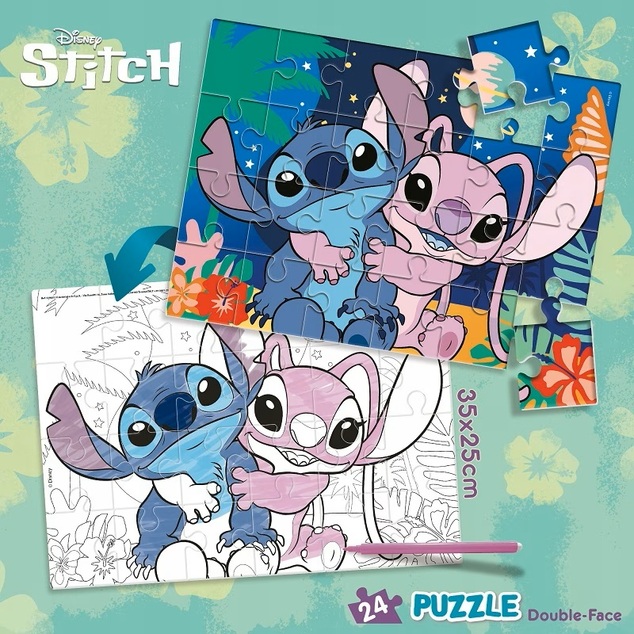 Stitch puzzle obojstranné 35x25 cm 24 dielikov