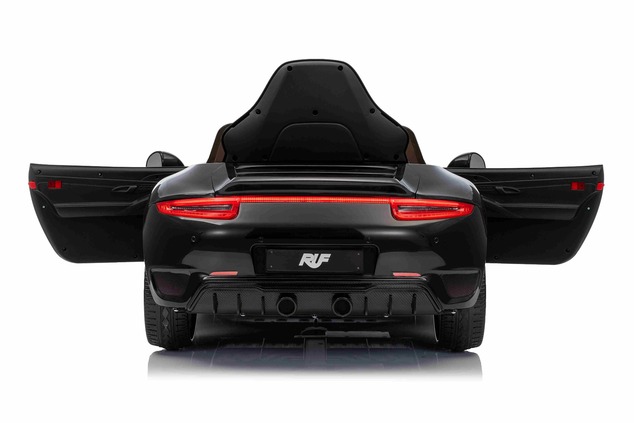 Elektrické autíčko RUF GT 12V, čierne, Otváracie dvere, 2.4 GHz diaľkové ovládanie, LED sv