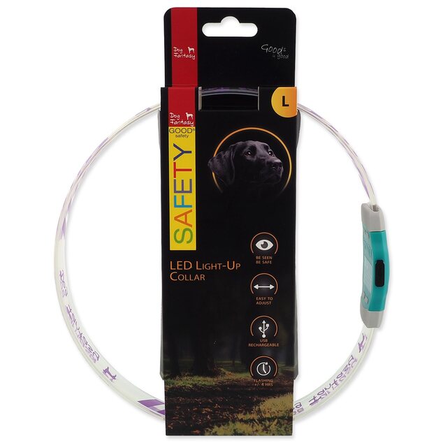 Obojok Dog Fantasy LED Svietiaci rôznofarebný nabíjací L 65cm
