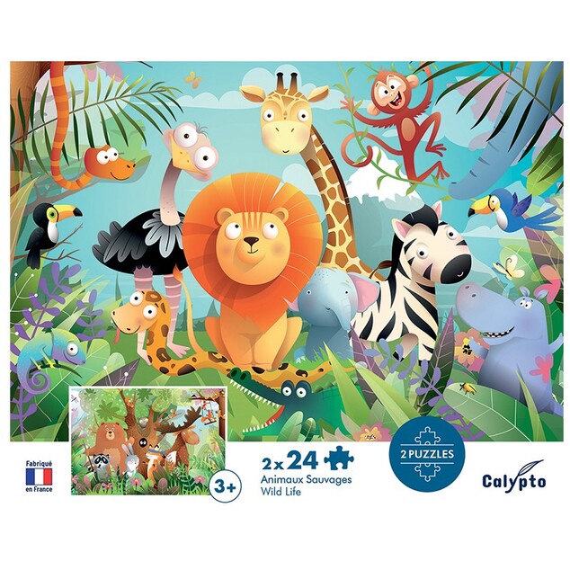 SENTOSPHERE Puzzle pentru copii Animale din savană 2x24 piese